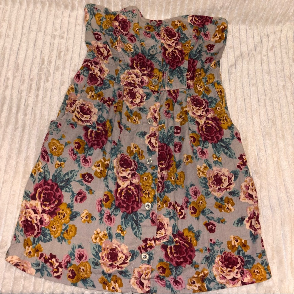 Full Tilt Strapless Floral Boho Mini Dress Size Large Cottagecore